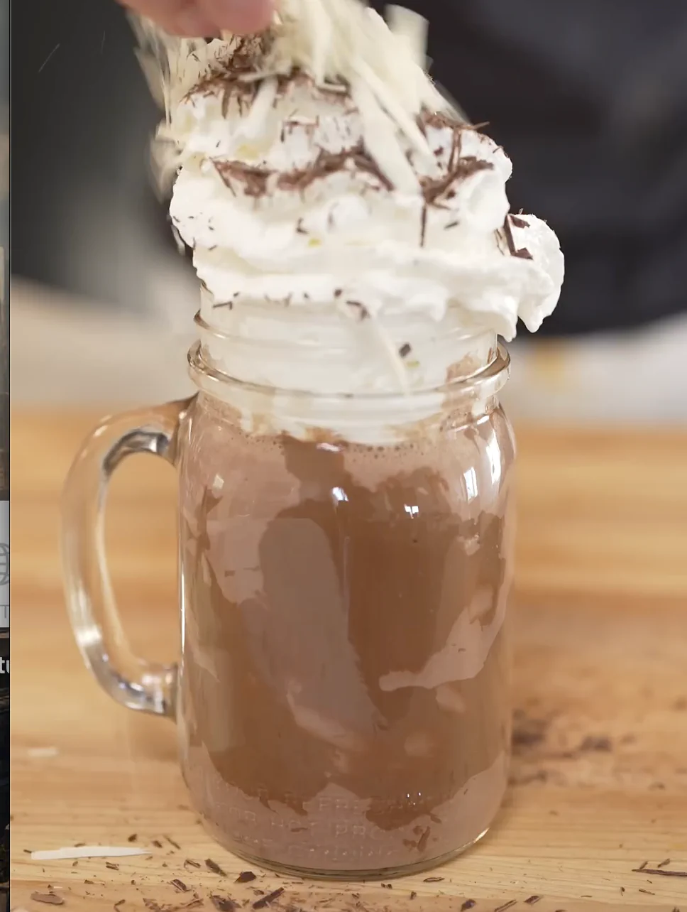 Rich Dark Hot Chocolate with Fresh Whipped Cream
