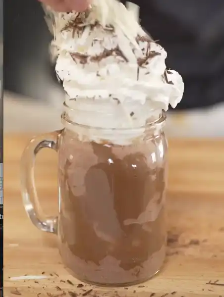 Rich Dark Hot Chocolate with Fresh Whipped Cream